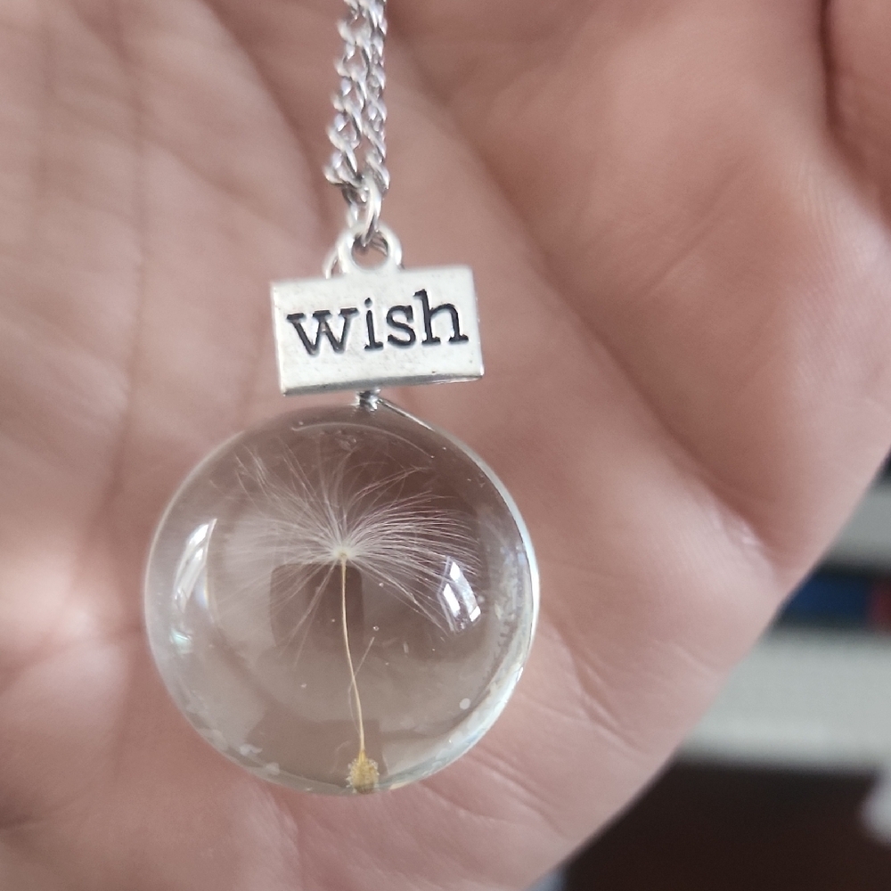 Silver 'Wish' Dandelion Pendant Necklace